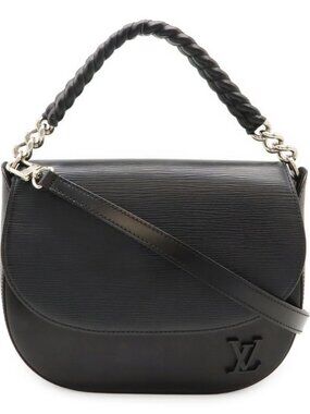 Louis Vuitton Epi Luna Handbag 2-Way Shoulder Bag Noir Black Silver Hardware